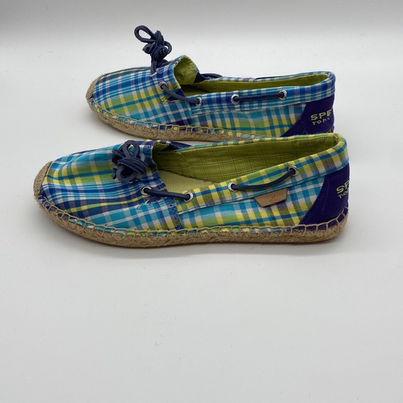 Sperry Topsider espadrilles size 7. Blue, yellow white plaid - Picture 4 of 6